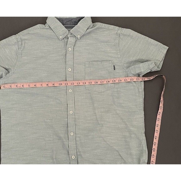 Mens Hurley Casual Button-Up Shirt Size X-Large Short Sleeve Green Chest Pocket - Picture 11 of 12